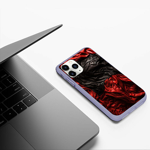 Чехол iPhone 11 Pro матовый Black red texture / 3D-Светло-сиреневый – фото 3