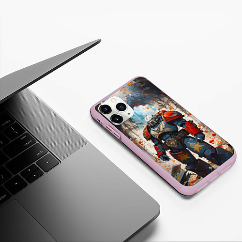 Чехол iPhone 11 Pro матовый Космодесант - Warhammer 40k / 3D-Розовый – фото 3