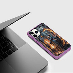 Чехол iPhone 11 Pro матовый Готическая ведьма и огонь в подземелье, цвет: 3D-фиолетовый — фото 2