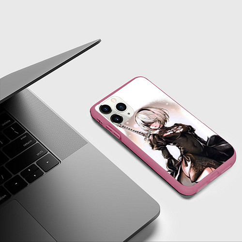 Чехол iPhone 11 Pro матовый Nier: Automata - 2B TechnoBlade / 3D-Малиновый – фото 3