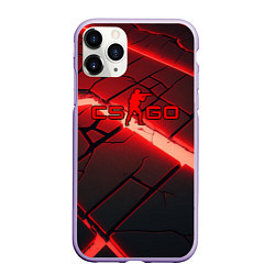 Чехол iPhone 11 Pro матовый CS GO red neon, цвет: 3D-светло-сиреневый