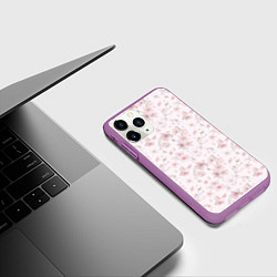 Чехол iPhone 11 Pro матовый Акварельный паттерн цветов сакуры, цвет: 3D-фиолетовый — фото 2
