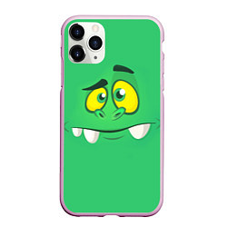 Чехол iPhone 11 Pro матовый Мультяшное лицо монстра, цвет: 3D-розовый