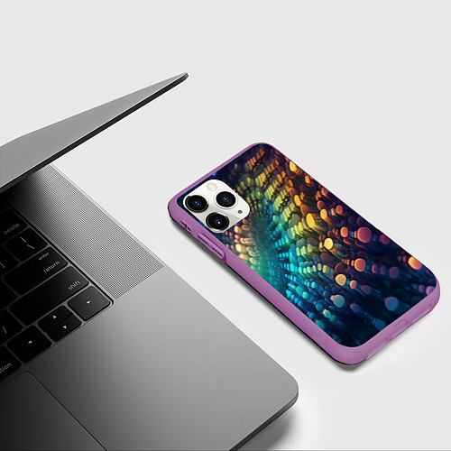 Чехол iPhone 11 Pro матовый Радужные блики нейроарт / 3D-Фиолетовый – фото 3