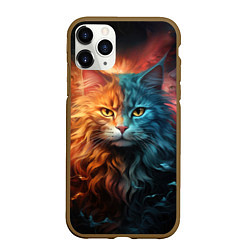 Чехол iPhone 11 Pro матовый Сердитый котик, цвет: 3D-коричневый