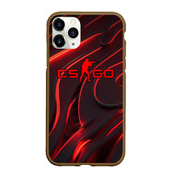 Чехол iPhone 11 Pro матовый CSGO red abstract, цвет: 3D-коричневый