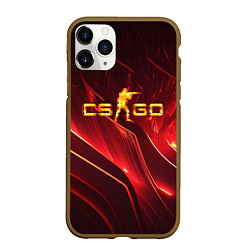 Чехол iPhone 11 Pro матовый CS GO fire logo, цвет: 3D-коричневый