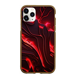 Чехол iPhone 11 Pro матовый Красные разломы, цвет: 3D-коричневый