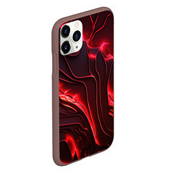 Чехол iPhone 11 Pro матовый Красные разломы, цвет: 3D-коричневый — фото 2