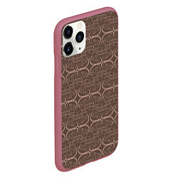 Чехол iPhone 11 Pro матовый Brown tracery, цвет: 3D-малиновый — фото 2