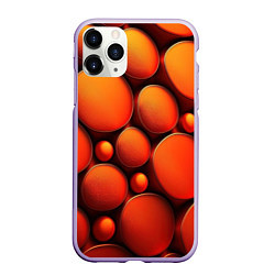 Чехол iPhone 11 Pro матовый Оранжевы е круглые плиты, цвет: 3D-светло-сиреневый