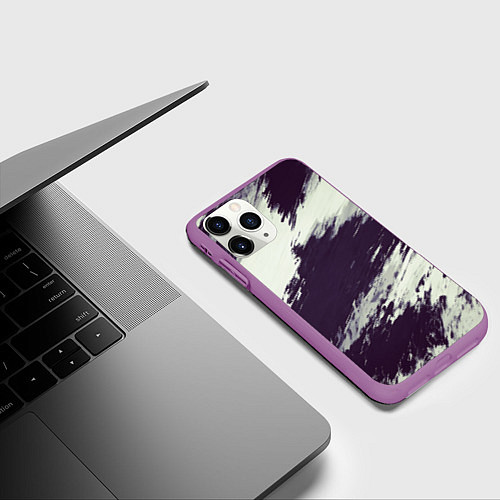 Чехол iPhone 11 Pro матовый Размазанные мазки / 3D-Фиолетовый – фото 3