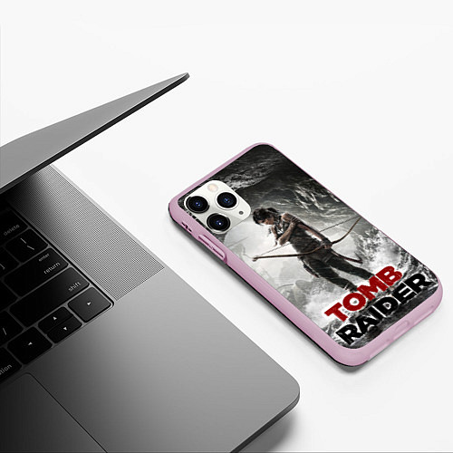 Чехол iPhone 11 Pro матовый Rise of the tomb rider / 3D-Розовый – фото 3