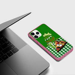 Чехол iPhone 11 Pro матовый Pepe King with pizza, цвет: 3D-малиновый — фото 2