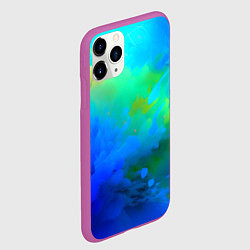 Чехол iPhone 11 Pro матовый Градиент сине-зелёных оттенков - нейросеть, цвет: 3D-фиолетовый — фото 2
