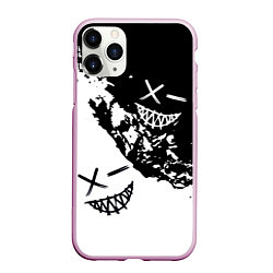 Чехол iPhone 11 Pro матовый Smile - black and white, цвет: 3D-розовый