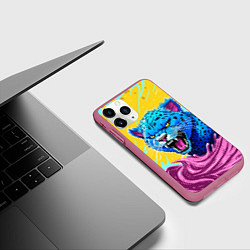 Чехол iPhone 11 Pro матовый Кислотный Леопард, цвет: 3D-малиновый — фото 2