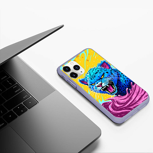 Чехол iPhone 11 Pro матовый Кислотный Леопард / 3D-Светло-сиреневый – фото 3
