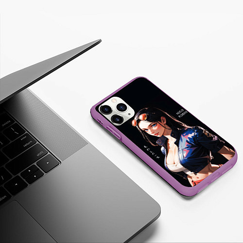 Чехол iPhone 11 Pro матовый Нико Робин с очками - One Piece / 3D-Фиолетовый – фото 3