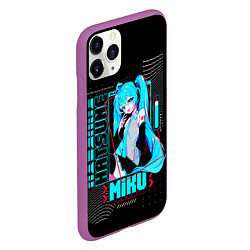 Чехол iPhone 11 Pro матовый Девочка Хацуне Мику, цвет: 3D-фиолетовый — фото 2