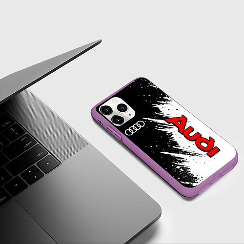 Чехол iPhone 11 Pro матовый Ауди - белые потертости / 3D-Фиолетовый – фото 3