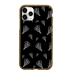 Чехол iPhone 11 Pro матовый Каракули сплошной креатив, цвет: 3D-коричневый