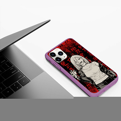 Чехол iPhone 11 Pro матовый Power - Chainsaw Man / 3D-Фиолетовый – фото 3