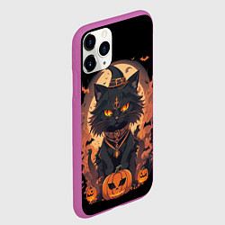 Чехол iPhone 11 Pro матовый Черный кот в хеллоуине, цвет: 3D-фиолетовый — фото 2