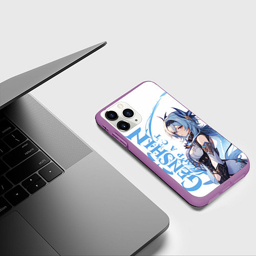 Чехол iPhone 11 Pro матовый Genshin impact - Эола / 3D-Фиолетовый – фото 3