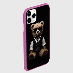 Чехол iPhone 11 Pro матовый Плюшевый мишка в очках, цвет: 3D-фиолетовый — фото 2