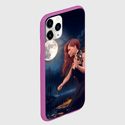 Чехол iPhone 11 Pro матовый Девушка играет на скрипке в ночном парке, цвет: 3D-фиолетовый — фото 2