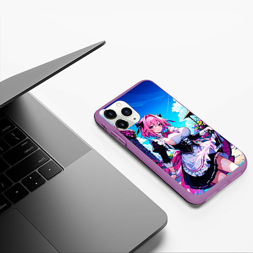 Чехол iPhone 11 Pro матовый Астольфо служанка - Fate grand order / 3D-Фиолетовый – фото 3