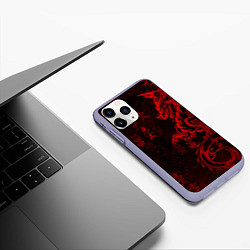 Чехол iPhone 11 Pro матовый Красный дракон - иероглифы, цвет: 3D-светло-сиреневый — фото 2