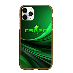 Чехол iPhone 11 Pro матовый CS GO green abstract, цвет: 3D-коричневый