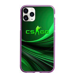Чехол iPhone 11 Pro матовый CS GO green abstract, цвет: 3D-фиолетовый