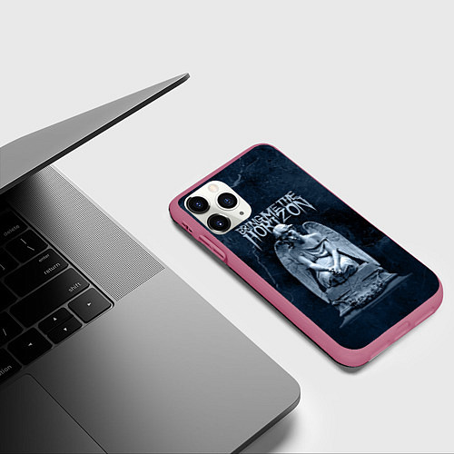 Чехол iPhone 11 Pro матовый Bring Me The Horizon Angel / 3D-Малиновый – фото 3