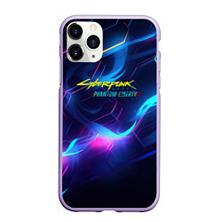 Чехол iPhone 11 Pro матовый Cyberpunk phantom logo neon, цвет: 3D-светло-сиреневый