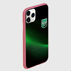 Чехол iPhone 11 Pro матовый Герб РФ зеленый черный фон, цвет: 3D-малиновый — фото 2