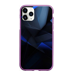 Чехол iPhone 11 Pro матовый Черная и голубая текстура, цвет: 3D-фиолетовый