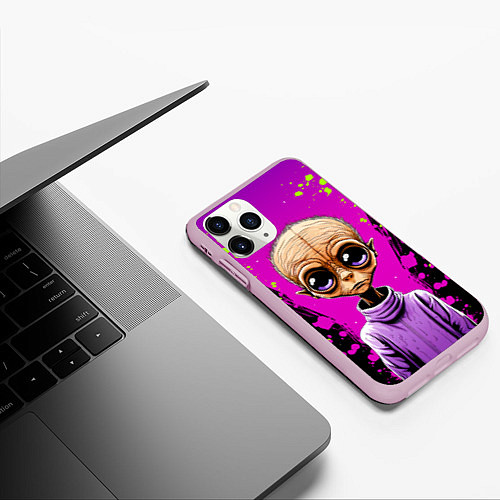 Чехол iPhone 11 Pro матовый Alien - comics art style / 3D-Розовый – фото 3