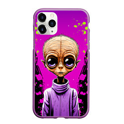 Чехол iPhone 11 Pro матовый Alien - comics art style, цвет: 3D-фиолетовый