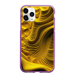 Чехол iPhone 11 Pro матовый Объемная желтая текстура, цвет: 3D-фиолетовый