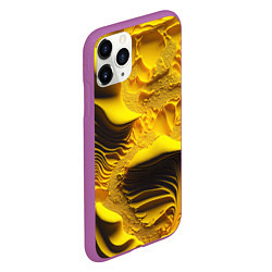 Чехол iPhone 11 Pro матовый Желтая объемная текстура, цвет: 3D-фиолетовый — фото 2