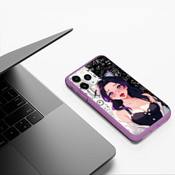 Чехол iPhone 11 Pro матовый Шинобу Кочо ахегао - Клинок демонов, цвет: 3D-фиолетовый — фото 2