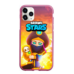 Чехол iPhone 11 Pro матовый Mortis пират Brawl Stars, цвет: 3D-малиновый