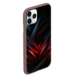 Чехол iPhone 11 Pro матовый Black red abstract, цвет: 3D-коричневый — фото 2