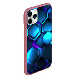 Чехол iPhone 11 Pro матовый Объемные неоновые плиты, цвет: 3D-малиновый — фото 2