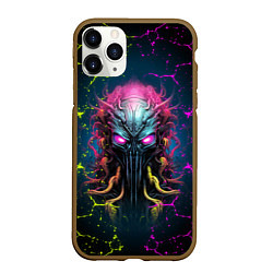 Чехол iPhone 11 Pro матовый Alien - neon style, цвет: 3D-коричневый