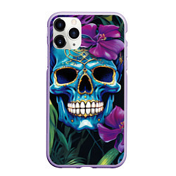 Чехол iPhone 11 Pro матовый Череп в джунглях, цвет: 3D-светло-сиреневый