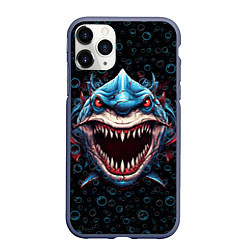 Чехол iPhone 11 Pro матовый Evil shark, цвет: 3D-серый